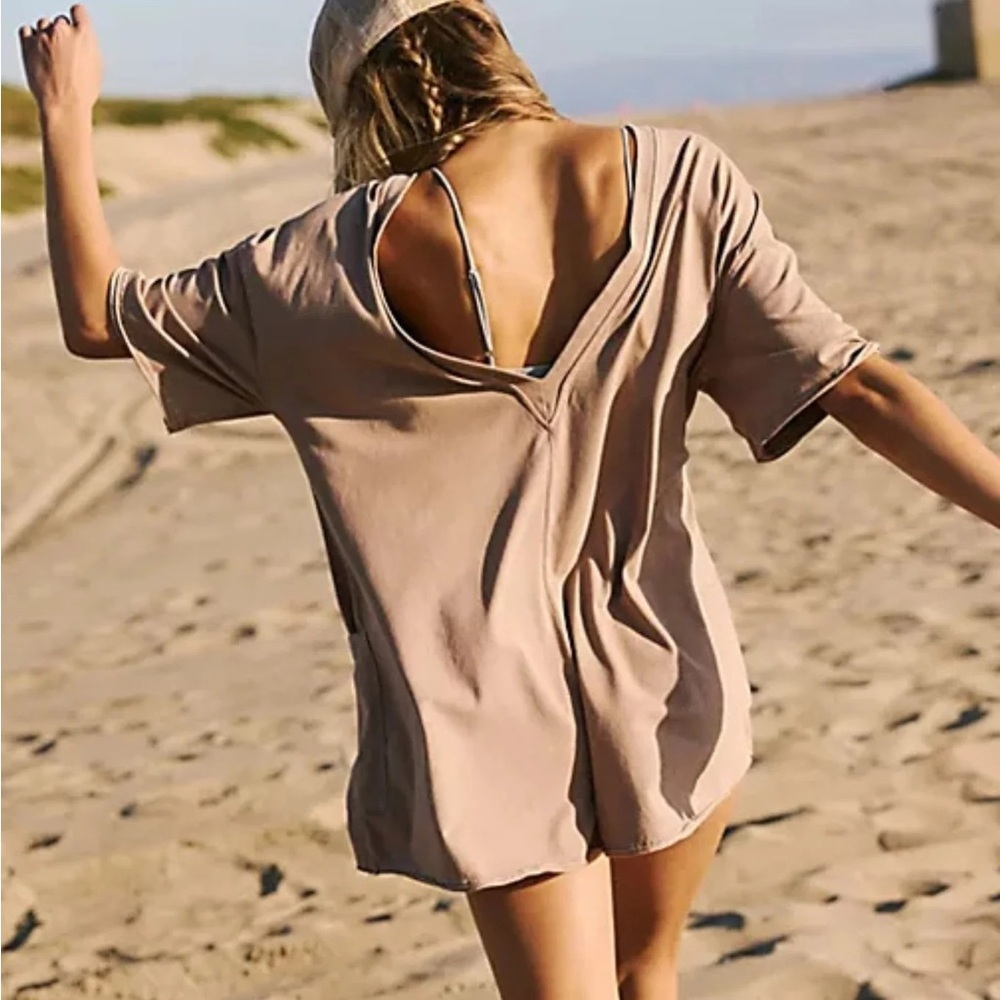Free People Hot Shot Tee Romper Tan Shorts Women's Tan Cover-Up